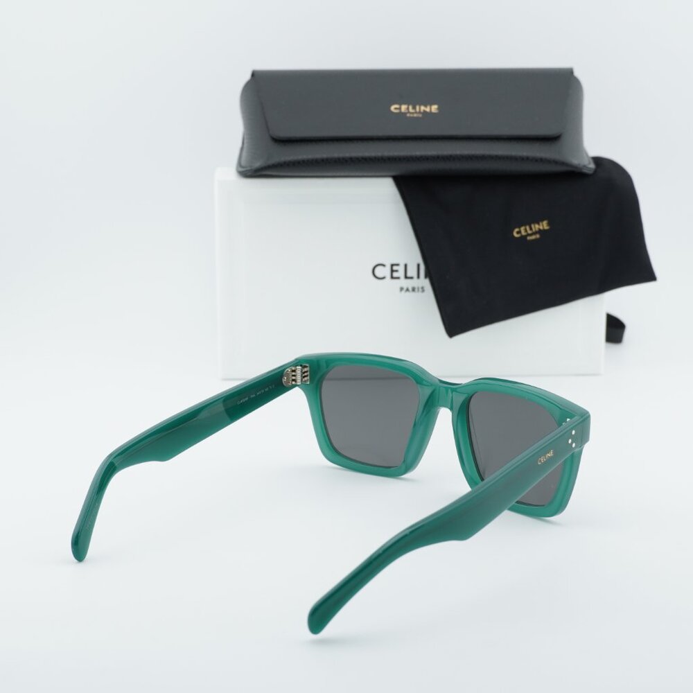 Celine CL40248I 96A Square Sunglasses - Glossy Green/Grey - Picture 7 of 10